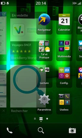 BlackBerry Z10 : interface utilisateur