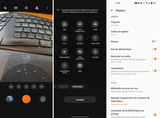 Paramètres appareil photo Oppo Find X5 Pro