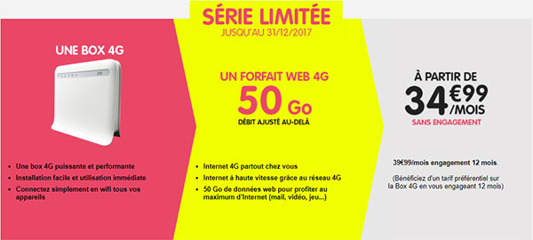 NRJ Mobile Forfait BOX 4G 50 Go à 34,99 euros