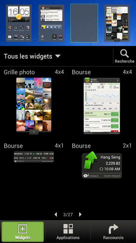 Test HTC One S : widgets