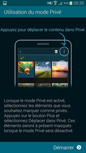 Samsung Galaxy S5 : mode privé