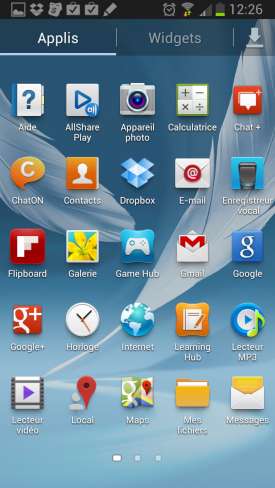 Samsung Galaxy Note 2 : applications