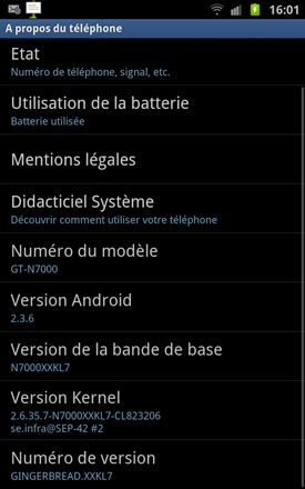 Samsung Galaxy Note mise à jour XXKL7