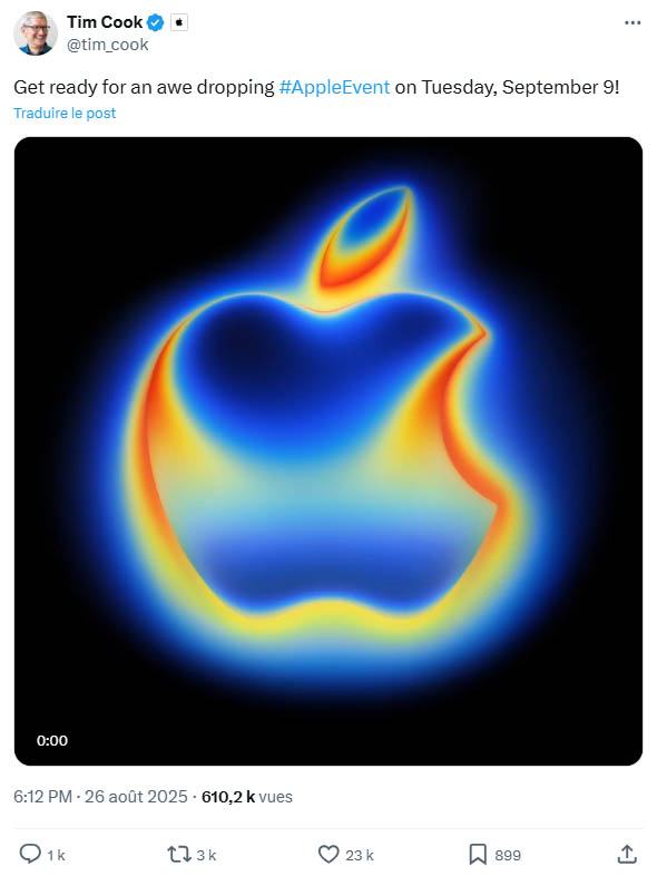 Tweet Tim Cook Keynote Apple 09-2025