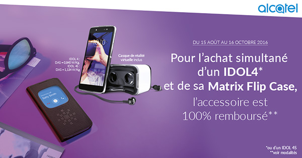 Alcatel Idol 4 : la Matrix Flip Case 100% remboursée