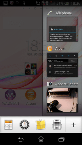 Sony Xperia M : micro-applis