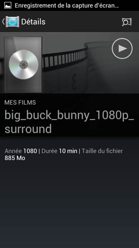 Sony Xperia J : menu vidéo