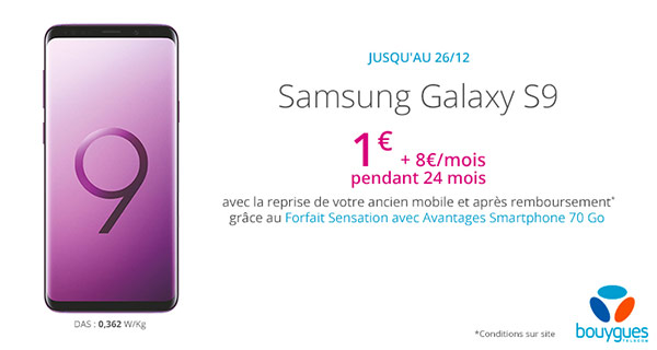 Samsung Galaxy S9 à 1? chez Bouygues Telecom