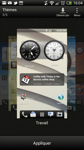 Test HTC One S : thèmes