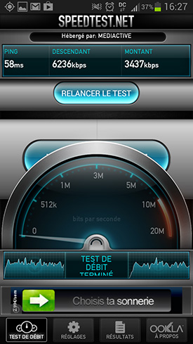 Samsung Galaxy S3 4G : speedtest