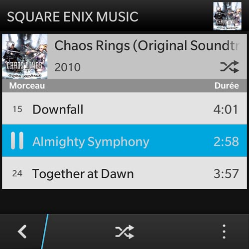 BlackBerry Q5 : lecteur musical