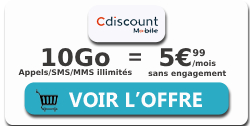 Cdiscount Forfait 10 Go à 5 ?