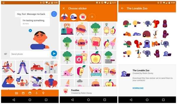 Google Messenger 1.4 introduit le partage de stickers et de localisation