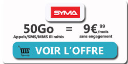 promo forfait Syma Mobile 50Go