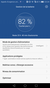 Huawei P9 Lite : gestion batterie