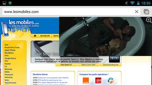 Wiko Highway : fenêtre vidéo 