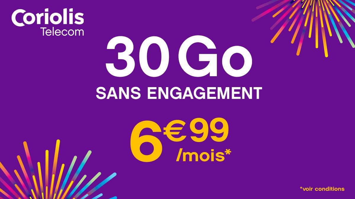 Ce forfait mobile 30Go est au prix exceptionnel de 6.99€ par mois et pas seulement la première année