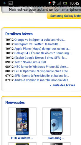 Sony Xperia J : navigateur Web