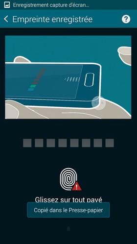 Samsung Galaxy S5 : enregistrement de l'empreinte