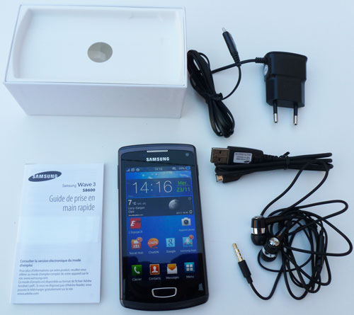 Test Samsung Galaxy Wave 3 processeur 1,4 GHz dos coulissant écran super amoled 4 pouces 5 mégapixels Bada 2.0 Live Panel Samsung Apps