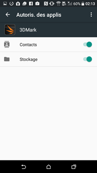 HTC Desire 530 : autorisations des applications