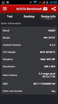 Haier Phone W757 antutu