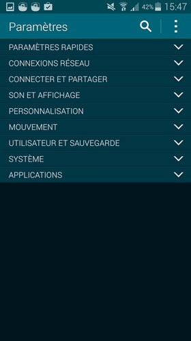 Samsung Galaxy S5 : interface Touchwiz