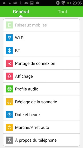 Infinix Race Jet 4G menu