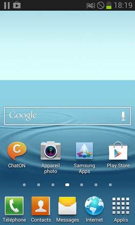 Samsung Galaxy S3 mini : menu accueil