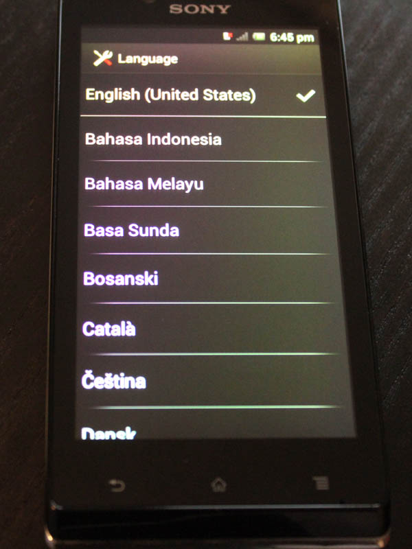 Sony Xperia J : écran