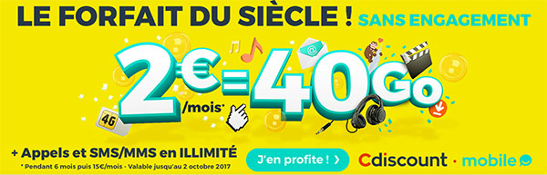 Cdiscount Mobile : un forfait 40 Go à 2 euros pendant 6 mois