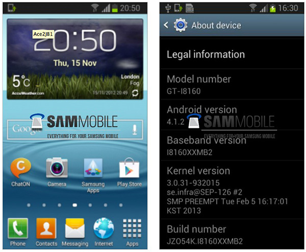 Samsung Galaxy Ace 2 : le constructeur serait encore en train de tester la mise à jour Android 4.1 Jelly Bean