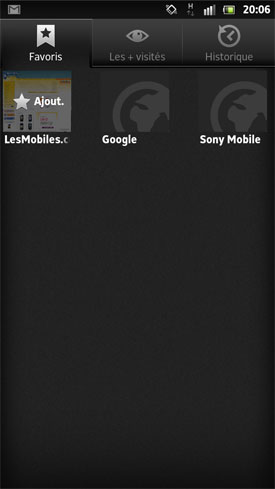 Sony Xperia S : navigateur web