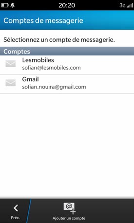 BlackBerry Z10 : comptes de messagerie