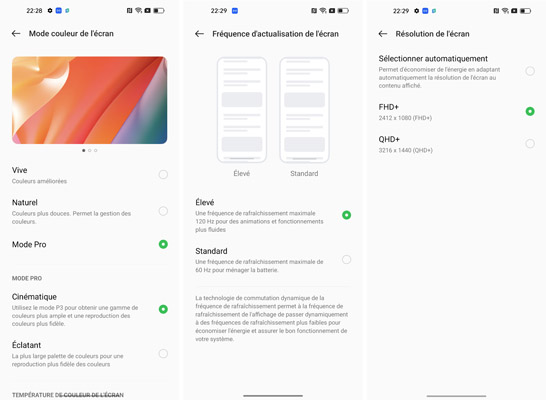 Paramètrage de l'écran de l'Oppo Find X5 Pro
