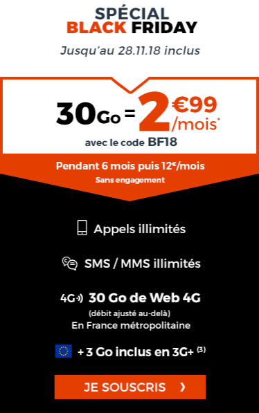 Cdiscount Mobile : le forfait 30 Go en promotion à 2,99 euros (Black Friday)