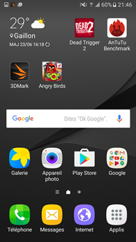 Samsung Galaxy J5 : écran d'accueil