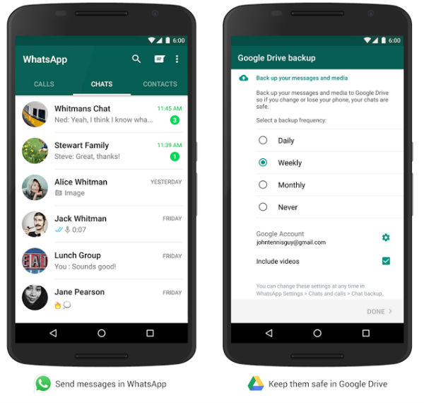 WhatsApp : vous allez pouvoir sauvegarder vos discussions sur Google Drive