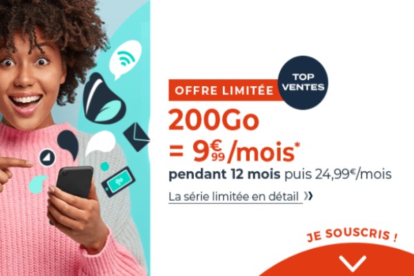 Forfait mobile : Nouvelle promotion 200Go à 9.99€ par mois chez Cdiscount Mobile