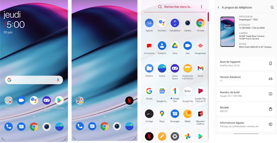Ecran d'accueil du OnePlus Nord CE