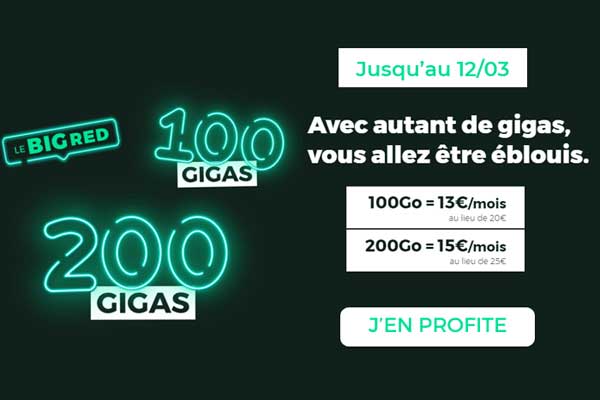 Retour du forfait 5Go à 5€ et de l’offre BIG RED 200Go chez l’opérateur RED by SFR !