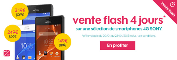 Sosh casse les prix des Sony Xperia Z3, Z3 Compact et Xperia M2 (vente flash)