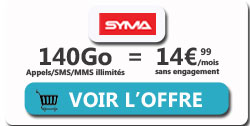 promo forfait mobile 140Go Syma Mobile