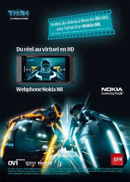 Le Nokia N8 s'affiche avec le film TRON