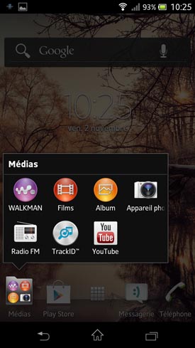  Test Sony Xperia T : menu Médias