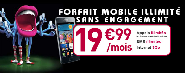 Numericable riposte à Free Mobile avec le même forfait illimité à 19,99 euros
