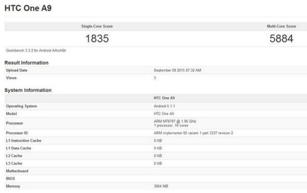 Le HTC One A9 apparaît sur GeekBench avec un SoC MediaTek Helio X20