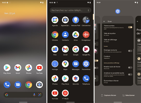 google pixel 6a couleurs écran