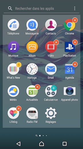 Sony Xperia X Compact interface
