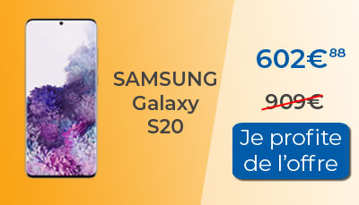 Promo Samsung Galaxy S20 à 602.88 euros